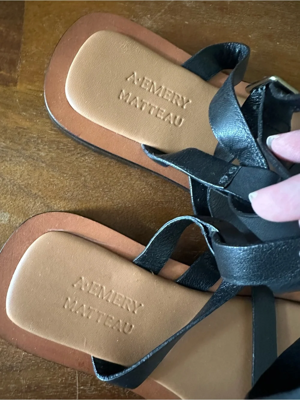 A.Emery x Matteau Black Strappy Leather Sandals - Women's size 39
